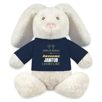 Voici à quoi ressemble un concierge génial - Lapin en peluche recyclé MiniFeet® Crème - bleu marine - Devant