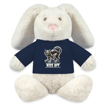 Motif de chat effrayant avec sifflement hors texte - Lapin en peluche recyclé MiniFeet® Crème - bleu marine - Devant