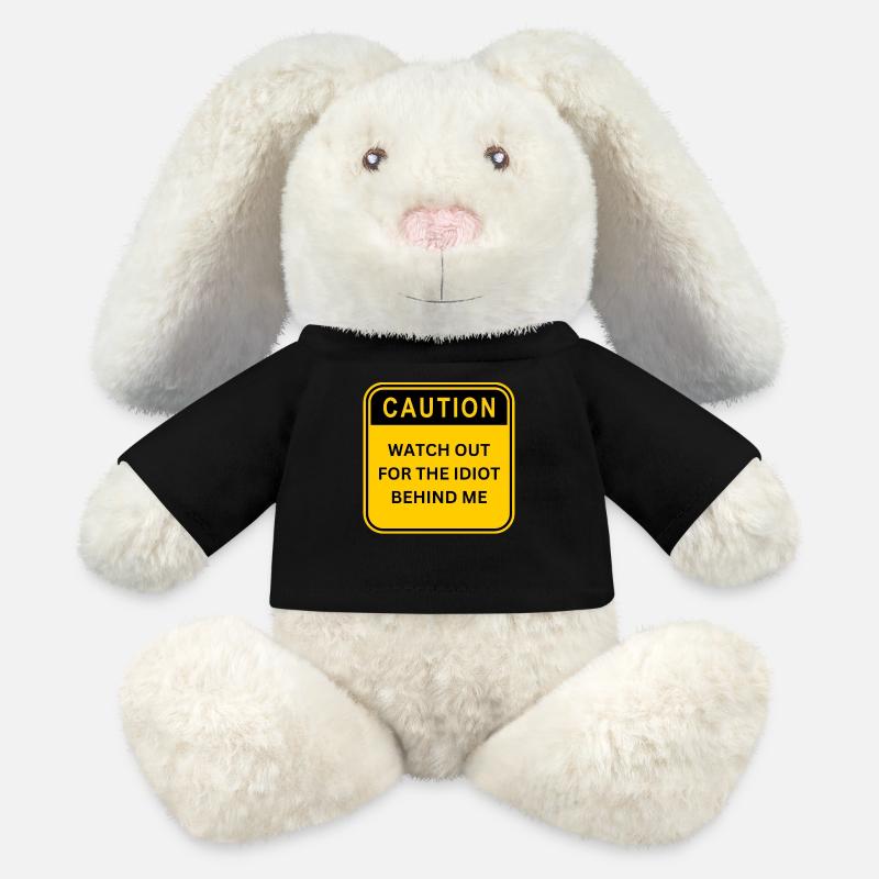 WATCH OUT FOR THE IDIOT BEHIND ME SHIELD - MiniFeet® RecycelHase® Creme - Schwarz