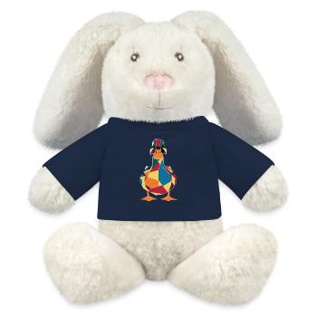 Style canard géométrique coloré pour les amateurs d’art - Lapin en peluche recyclé MiniFeet® Crème - bleu marine - Devant