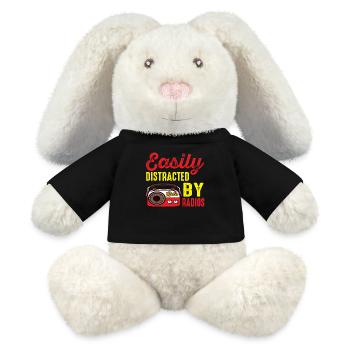 Amateur facilement distrait par la radio amateur - Lapin en peluche recyclé MiniFeet® Crème - noir - Devant