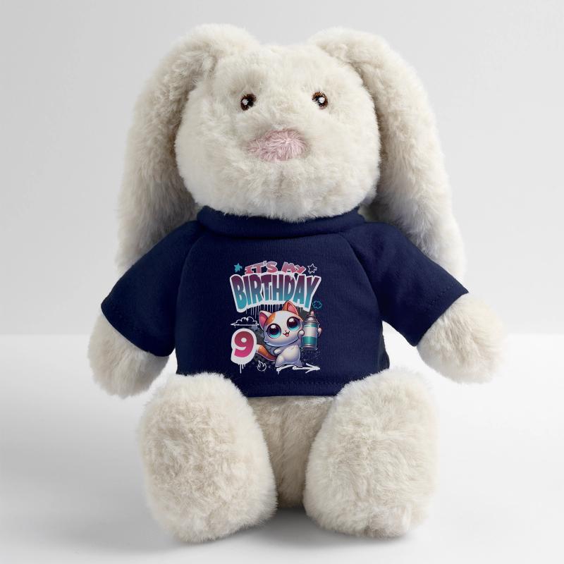 Graffiti de chat de 9e anniversaire Lapin en peluche recyclé MiniFeet® Crème