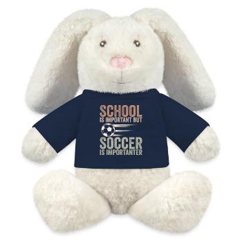 Schule ist wichtig, aber Fußball ist noch wichtiger - MiniFeet® RecycelHase® Creme - French Navy - Vorne