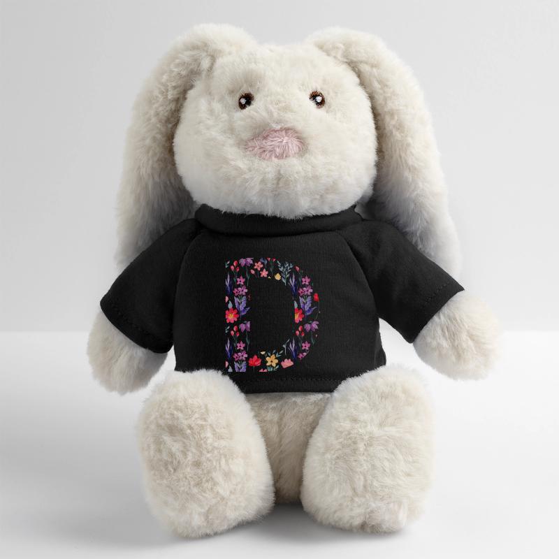 Personalisierter Blumenbuchstabe d - Geschenkidee MiniFeet® RecycelHase® Creme