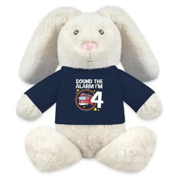 Fire Truck Children's Birthday Party - MiniFeet® RecycelHase® Bunny Cream - french navy - Front