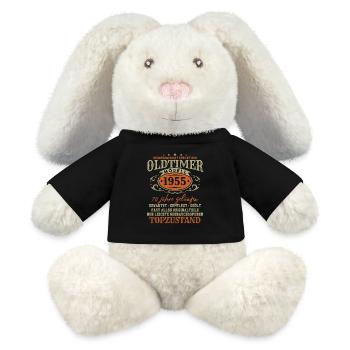 Oldtimer Modell 1955 Jahrgang Geburtstag Geschenk - MiniFeet® RecycelHase® Creme - Schwarz - Vorne