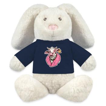 modische Mode-Kuh in pinker Jacke - MiniFeet® RecycelHase® Creme - French Navy - Vorne