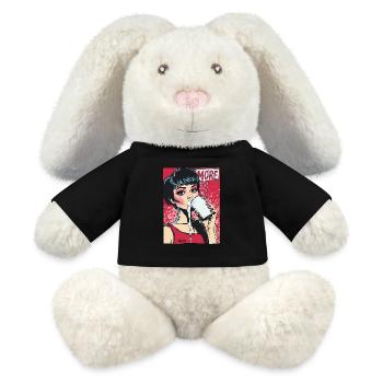 A woman drinks more milk - MiniFeet® RecycelHase® Bunny Cream - black - Front