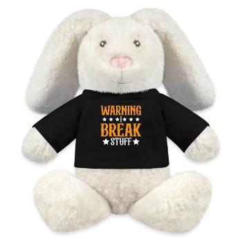 Warning I Break Stuff 23 - MiniFeet® RecycelHase® Creme - Schwarz - Vorne