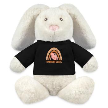 La vie de sage-femme arc-en-ciel avec bébé - Lapin en peluche recyclé MiniFeet® Crème - noir - Devant
