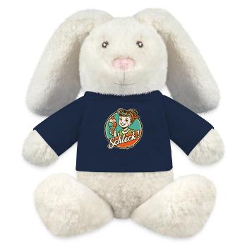 Lécher! Femme rétro avec glace - Lapin en peluche recyclé MiniFeet® Crème - bleu marine - Devant
