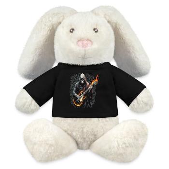Grim Reaper with Guitar - Rock Style - MiniFeet® RecycelHase® Bunny Cream - black - Front