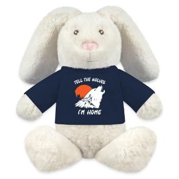 Dites aux loups que je suis chez moi - Lapin en peluche recyclé MiniFeet® Crème - bleu marine - Devant
