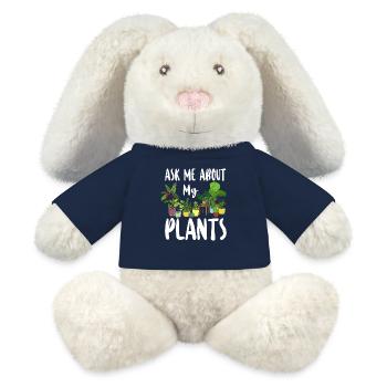 Plant Lover Gardening Demandez-moi à propos de - Lapin en peluche recyclé MiniFeet® Crème - bleu marine - Devant