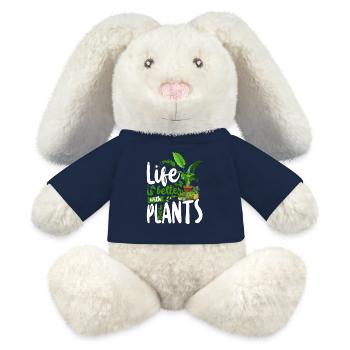 Amateur de plantes jardinage La vie est - Lapin en peluche recyclé MiniFeet® Crème - bleu marine - Devant