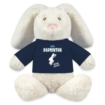 Badminton Oster Outfit Ostergeschenk Badmintoner - MiniFeet® RecycelHase® Creme - French Navy - Vorne