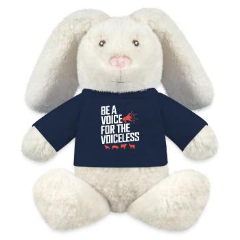 Soyez une voix pour le végétalien sans voix - Lapin en peluche recyclé MiniFeet® Crème - bleu marine - Devant