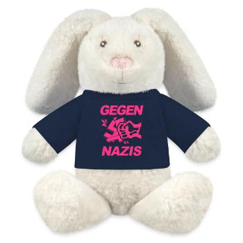 FCK NZS - Montrer l’exemple contre la droite, contre les nazis - Lapin en peluche recyclé MiniFeet® Crème - bleu marine - Devant