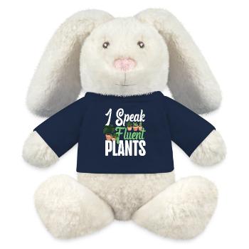 Amateur de plantes jardinage Je parle - Lapin en peluche recyclé MiniFeet® Crème - bleu marine - Devant