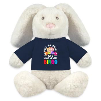 Tirer mes boules et suivre le bingo - Lapin en peluche recyclé MiniFeet® Crème - bleu marine - Devant