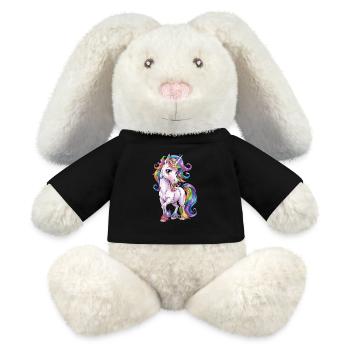 Magic unicorn with rainbow mane for - MiniFeet® RecycelHase® Bunny Cream - black - Front