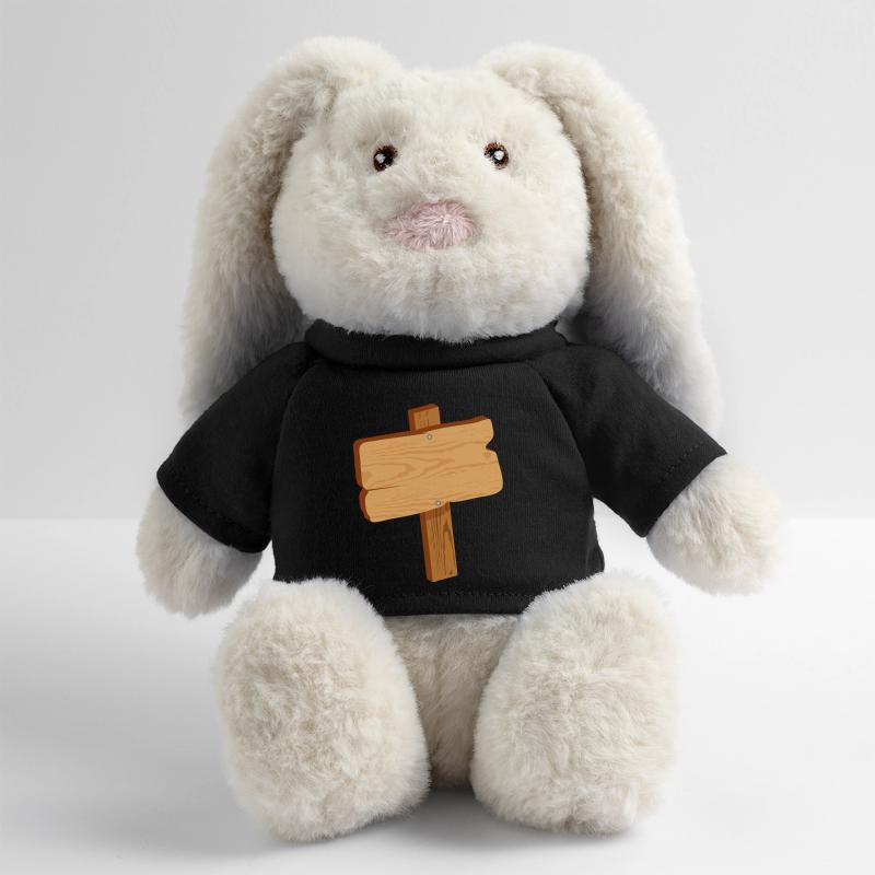 Panneau rustique en aspect bois sans texte Lapin en peluche recyclé MiniFeet® Crème
