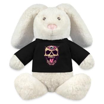 Disgusting Zombie Skull with Eye and Tongue - MiniFeet® RecycelHase® Bunny Cream - black - Front