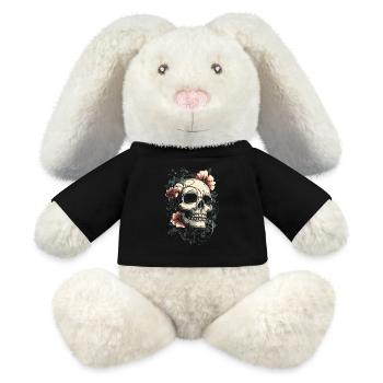 Schädel mit Blumen Tattoo-Stil - MiniFeet® RecycelHase® Creme - Schwarz - Vorne