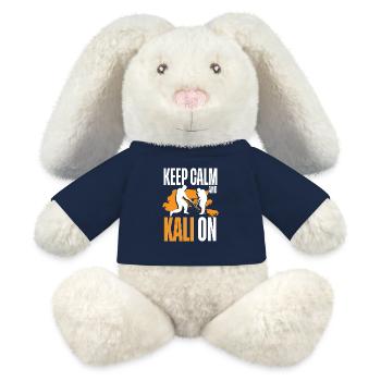 Escrima Arnis Arts Martiaux - Lapin en peluche recyclé MiniFeet® Crème - bleu marine - Devant