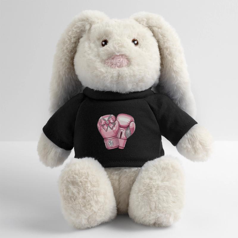 Gants de boxe roses élégants avec arc et Lapin en peluche recyclé MiniFeet® Crème