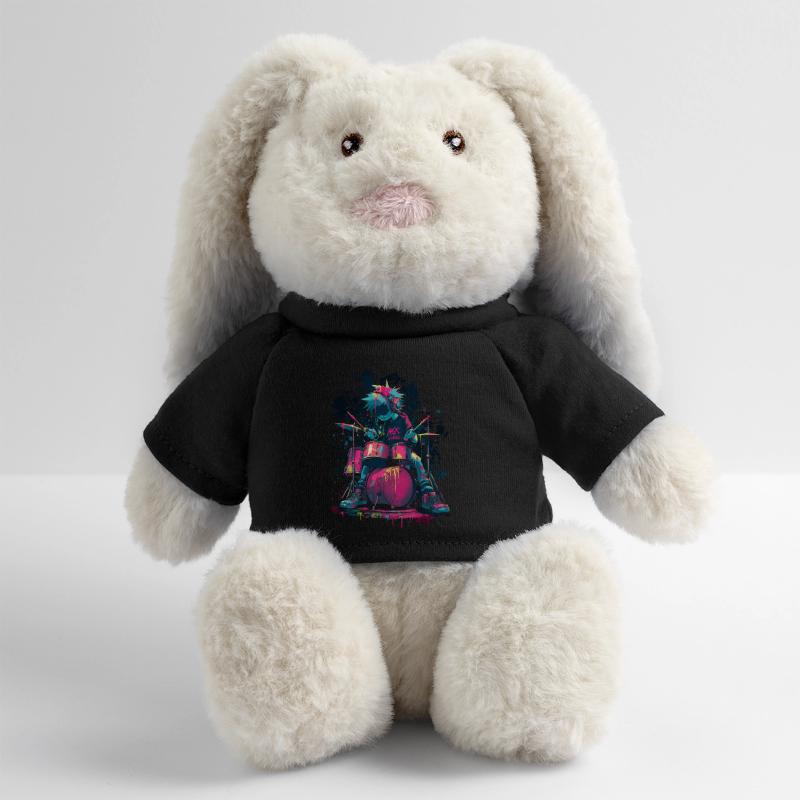 Colorful Drummer Comic Style Splash Art Design MiniFeet® RecycelHase® Bunny Cream