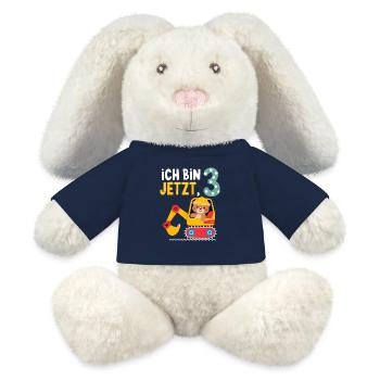 J’ai maintenant 3 ans Bagger Bear 3ème anniversaire - Lapin en peluche recyclé MiniFeet® Crème - bleu marine - Devant