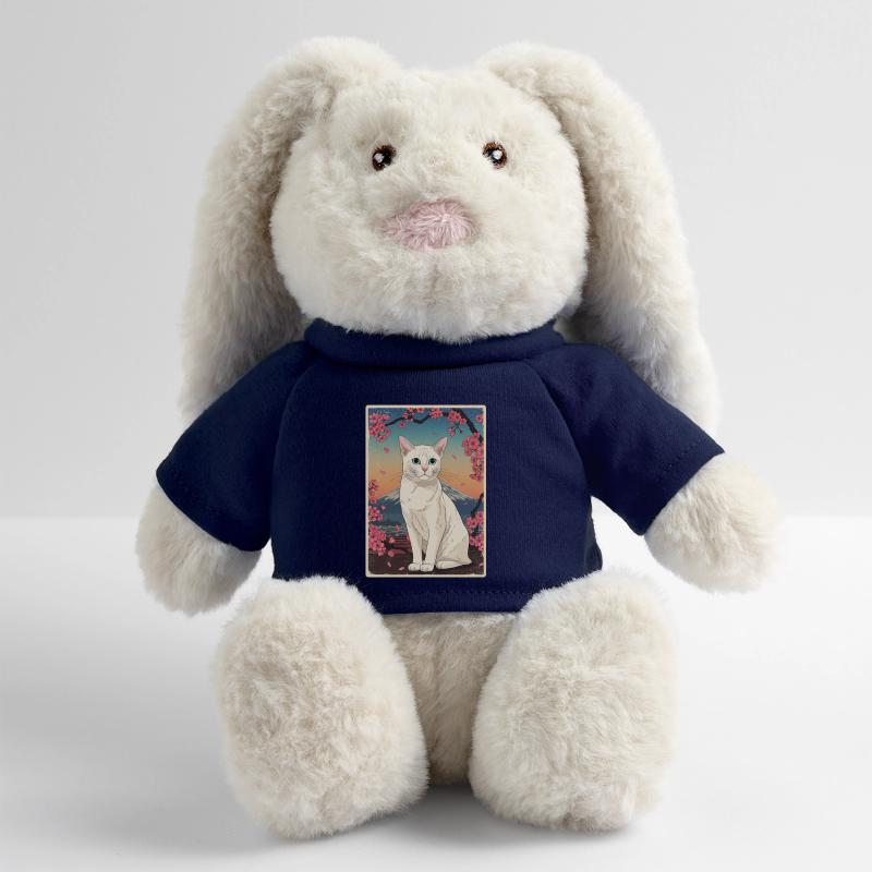 Chat blanc Fleur de cerisier Lapin en peluche recyclé MiniFeet® Crème