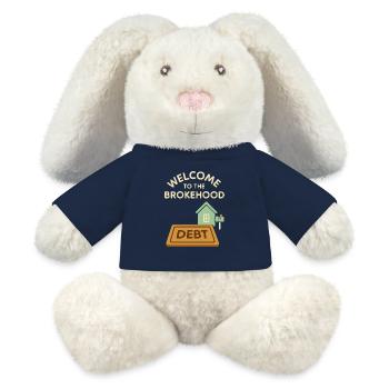 Cadeau pour l’achat d’une première maison Neuhause-propriétaire Humour - Lapin en peluche recyclé MiniFeet® Crème - bleu marine - Devant