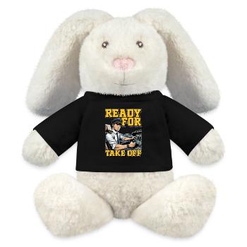 Flight Instructor Ready For Take Off Pilot School - MiniFeet® RecycelHase® Bunny Cream - black - Front