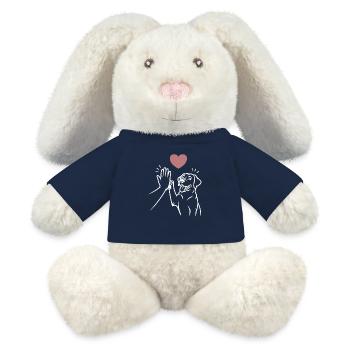 Labrador high five - Lapin en peluche recyclé MiniFeet® Crème - bleu marine - Devant