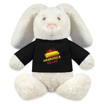 Funny Harmonica Player Killaz Harmonica - MiniFeet® RecycelHase® Creme - Schwarz - Vorne