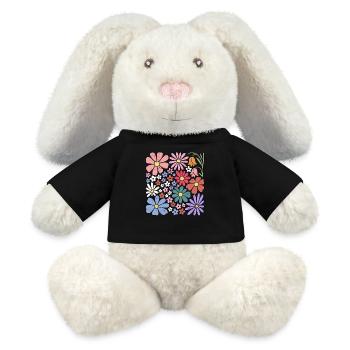 Bunte Blumen Natur Wildblumen - MiniFeet® RecycelHase® Creme - Schwarz - Vorne