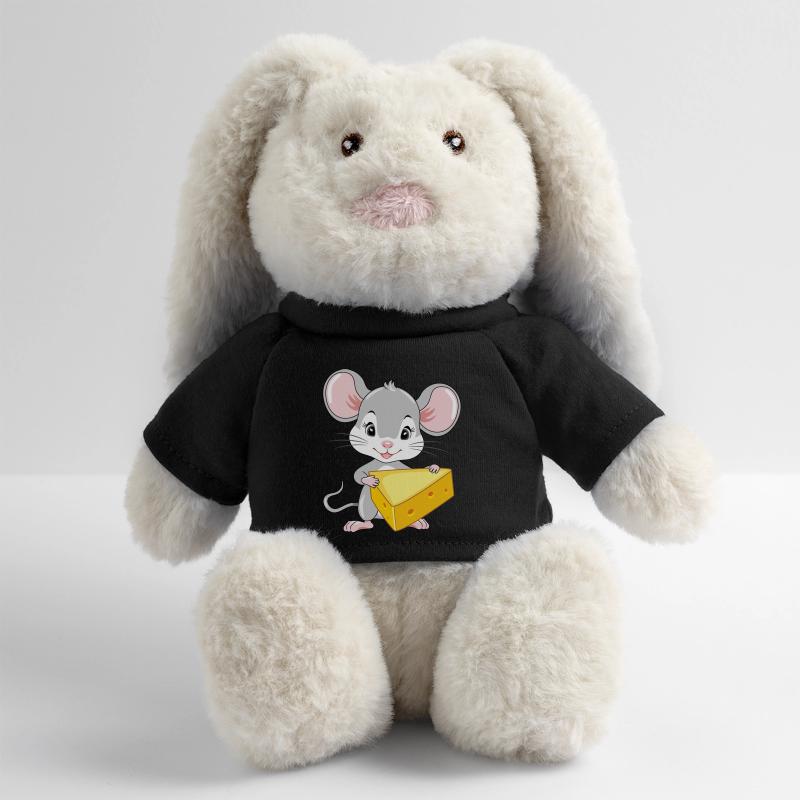 Mignon bébé souris avec un morceau de fromage Lapin en peluche recyclé MiniFeet® Crème
