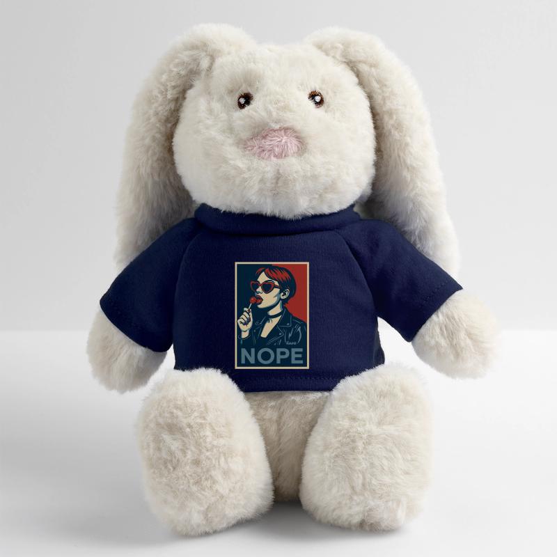 Fille rétro pop art – Affiche de déclaration NOPE Lapin en peluche recyclé MiniFeet® Crème