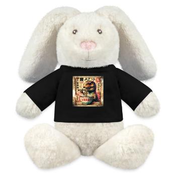 Ramen T Rex Dinosaure Grunge Poster Style - Lapin en peluche recyclé MiniFeet® Crème - noir - Devant