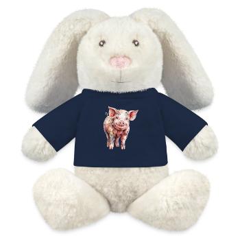 Floral Pig with Floral Print for - MiniFeet® RecycelHase® Bunny Cream - french navy - Front