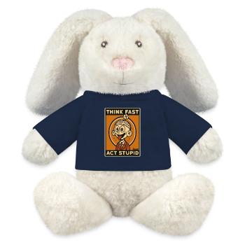 Comic Mann mit Gehirn und Zunge raus - MiniFeet® RecycelHase® Creme - French Navy - Vorne