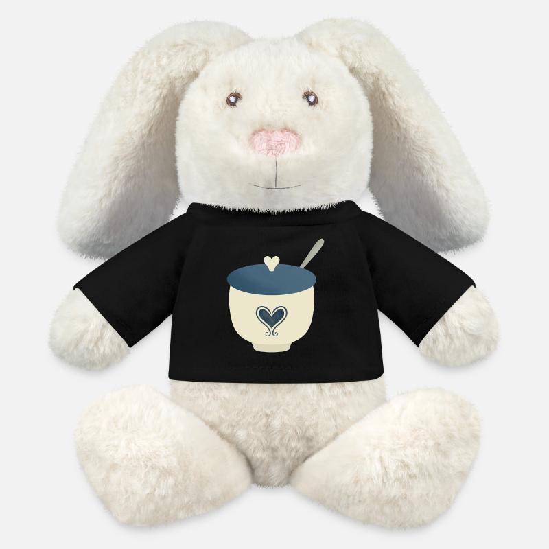 sucrier - Lapin en peluche recyclé MiniFeet® Crème - noir