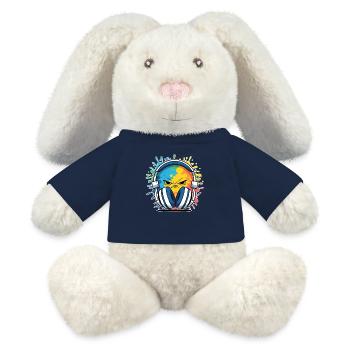 Dessin animé DJ compact avec casque - Lapin en peluche recyclé MiniFeet® Crème - bleu marine - Devant