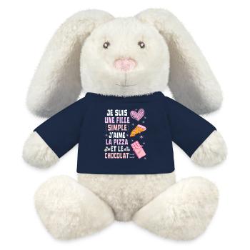I'm a Simple Pizza and Chocolate Girl - MiniFeet® RecycelHase® Bunny Cream - french navy - Front