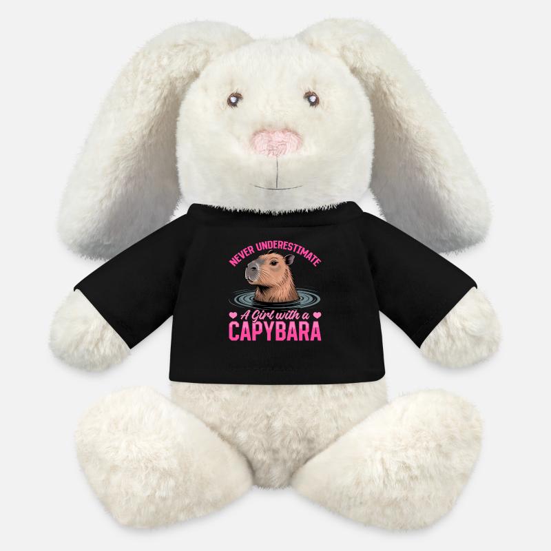 Drôle de Capybara - Lapin en peluche recyclé MiniFeet® Crème - noir