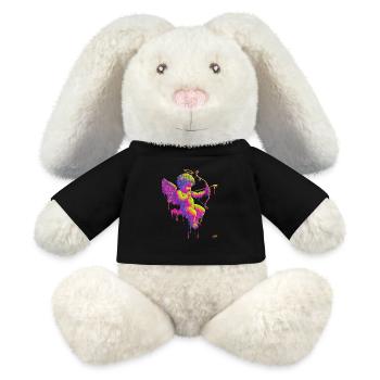 #NEon Cupidon - Lapin en peluche recyclé MiniFeet® Crème - noir - Devant
