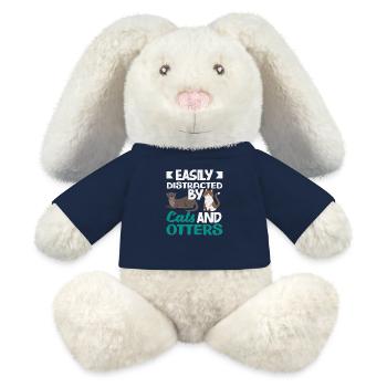 Loutre de mer dessin animé chats - Lapin en peluche recyclé MiniFeet® Crème - bleu marine - Devant