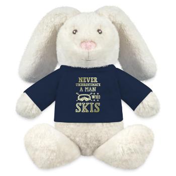 Ne sous-estimez pas un skieur - Lapin en peluche recyclé MiniFeet® Crème - bleu marine - Devant